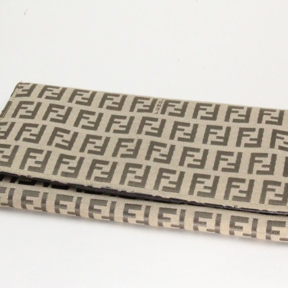 Authentic Fendi Zucca FF Canvas Flap Wallet Gently Used - Picture 1 of 10